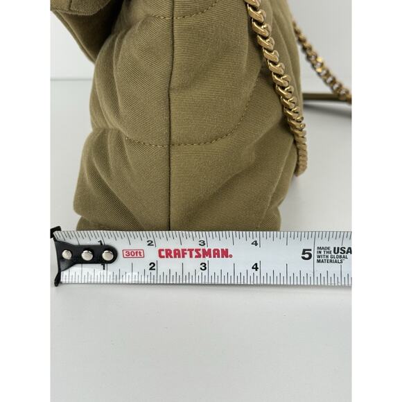 SAINT LAURENT Small Puffer Wool Chevron Quilt Shoulder Bag in Olive Green - Picture 11 of 13